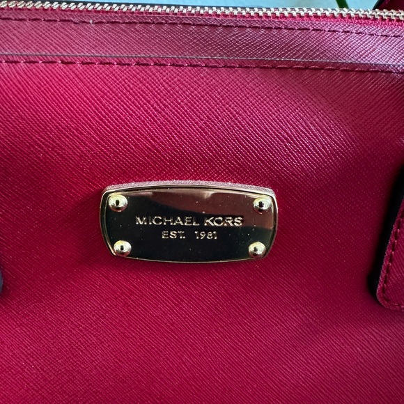Authentic Michael Kors Saffiano Leather Red Satchel Bag - Picture 2 of 7